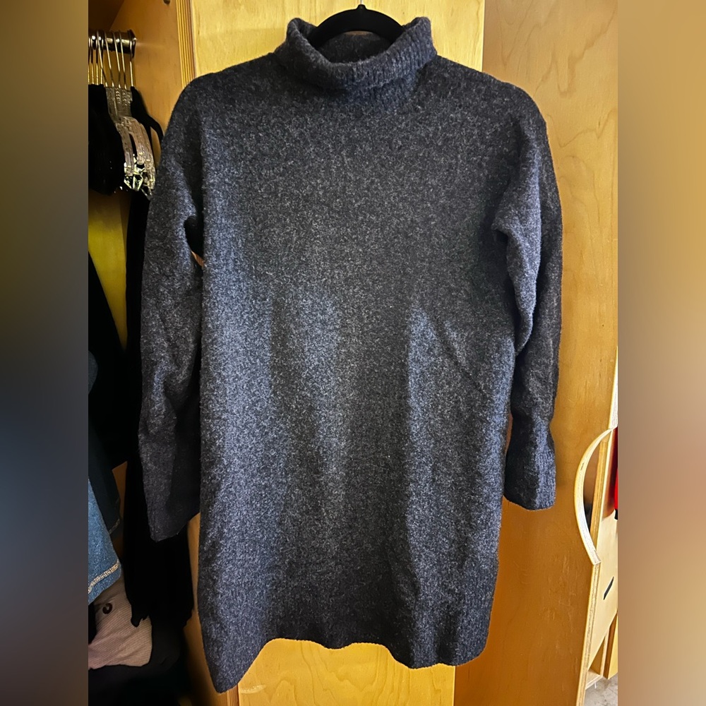 Women’s Grey Turtleneck Cashmere Sweater Dress